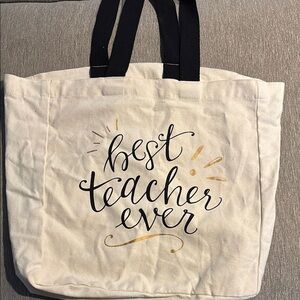 Canvas Tote Bag - Cream with Black Handles